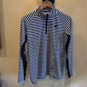 Piper smartpak. Navy & White Striped Pullover half zip. Large. Horse back riding